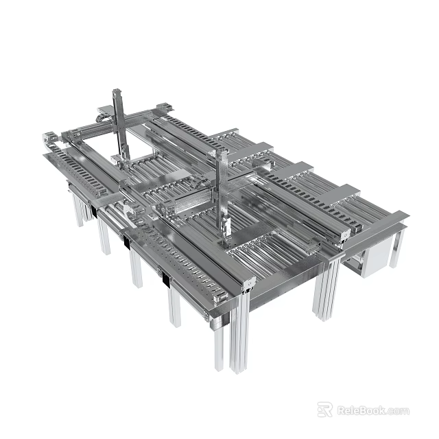 Industrial Metal Frame Structure With Multiple Crossed Bars And Support Legs 3d model