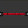 Red Bar Shaped Weapon With Black Grips And Metal Hooks On Reflective Surface