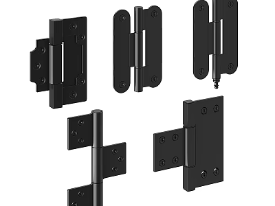Black Hinges In Different Styles For Door And Cabinet Hardware Projects 3d model