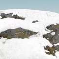 Scenic Mountain Landscape With Snow Covered Ground And Exposed Rocks Under Clear Blue Sky