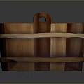 Handcrafted Natural Wooden Bucket With Rustic Wood Staves And Side Handle Design