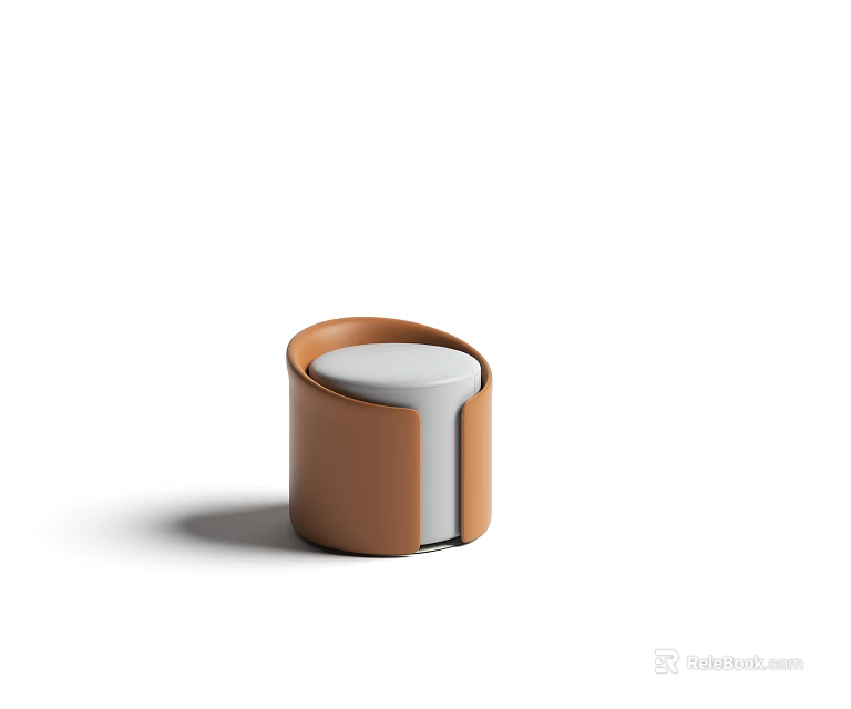 Modern Brown And White Leather Stool With Sleek Design And Comfortable Seat 3d model 
