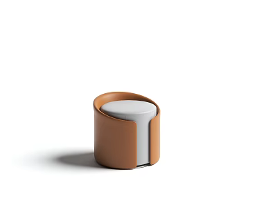 Modern Brown And White Leather Stool With Sleek Design And Comfortable Seat 3d model