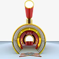 Red Yellow Black Mechanical Device With Spring Mesh Structure And Bolts 3d model