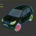 Black SUV 3D Rendering with Roof Rack Headlights and License Plate