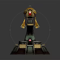 Yellow Futuristic Mechanical Device With Detailed Base Stand And 3D Model Design