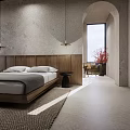 Modern Hotel Room Interior With King Bed Wooden Headboard And Natural Light