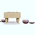 Board Game Entertainment Setup With Wooden Chessboard Black White Stones Storage Jars And Round Mats