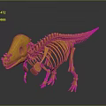 Yellow Dinosaur Skeleton With Detailed Bone Structure And 3D Rendering 3d model