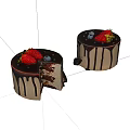 Delicious Layered Chocolate Cake With Cut Slice Strawberries Blueberries And Chocolate Drizzle
