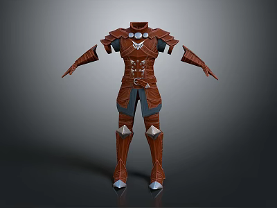 Brown Fantasy Armor Design With Metallic Accents And Leather Details 3d model