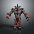Mythical Fantasy Game Character With Horned Head Muscular Body And Decorative Arm Bands