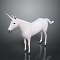 White Mythical Unicorn Creature in Fantasy Role with Single Horn Standing Stance