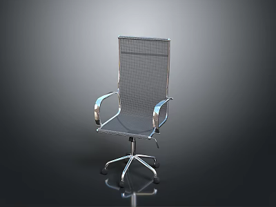 Modern Ergonomic Office Chair Featuring Mesh Back Metal Armrests And Swivel Base On Wheels 3d model