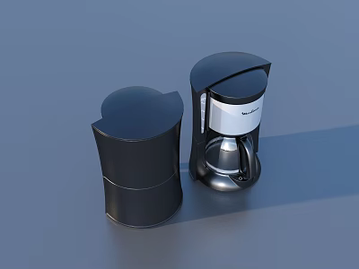 Modern Black And Silver Coffee Maker With Matching Container For Home Use 3d model