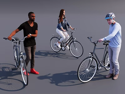 Game And Movie Characters Riding Bicycles 3d model