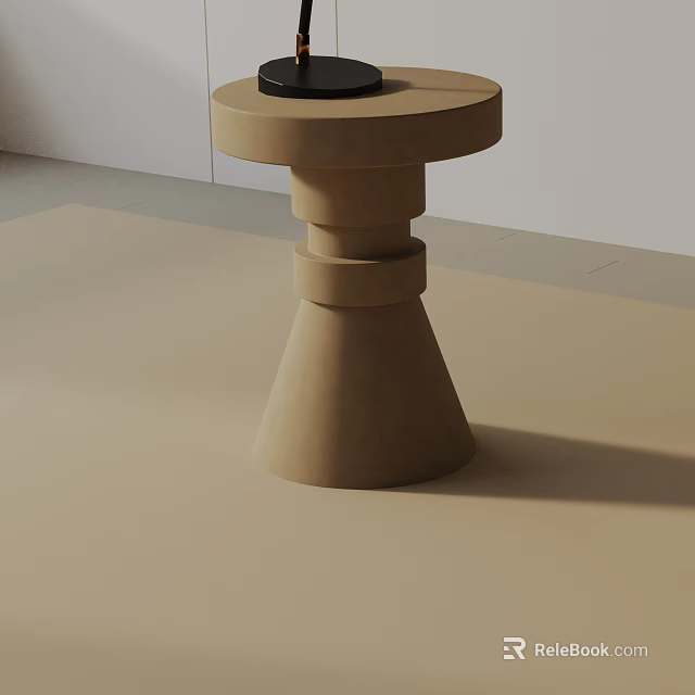 Modern Minimalist Side Table With Beige Conical Base And Circular Top Design Structure 3d model