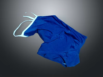 Classic Summer One Piece Blue Swimsuit With White Shoulder Straps Design 3d model