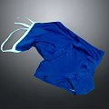 Classic Summer One Piece Blue Swimsuit With White Shoulder Straps Design