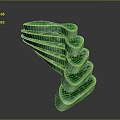 Green Sculptural Structure With Stacked Curved Layers And Polished Green Surface