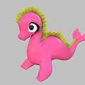 Cute Pink Seahorse Stuffed Toy With Green Mane And Big Eyes