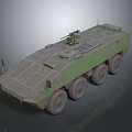 Six Wheeled Military Vehicle With Armored Structure And Mounted Machine Gun