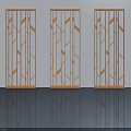 Three Golden Hinged Doors With Modern Geometric Pattern Design For Interior 3d model