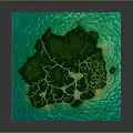 Turtle Shaped Green Island Surrounded by Blue Waters 3D Model Design