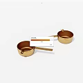 Set Of Two Golden Small Pots With Long Handles For Kitchen Cooking Tools