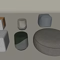Modern Stylish Stools in Square Round and Cylindrical Shapes with Fabric Covers