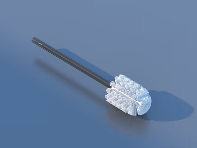 Practical Bathroom Accessory Toilet Brush With Black Handle White Patterned Head For Effective Cleaning 3d model