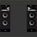 Two Computer Speakers With Wooden Cabinet And Black Front Panel Design 3d model