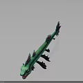 Vibrant Dragon Like Creature With Green Pink Body And Long Fins On Dark Surface