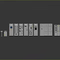 Industrial Electrical Equipment Set Including White Control Panels And Distribution Boxes