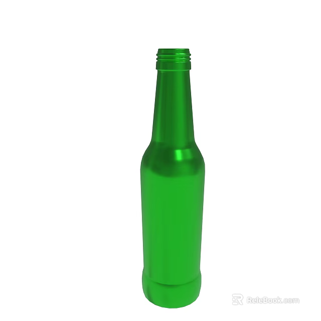 Green Metallic Bottle With Smooth Shiny Surface And Cylindrical Design 3d model 