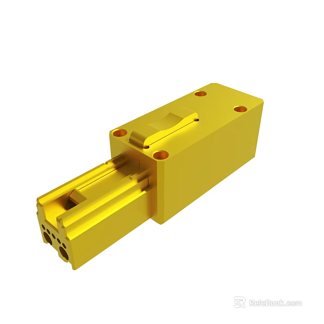 Golden Mechanical Component With Rectangular Shape And Mounting Holes For Industrial Use 3d model 