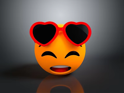 Cute Heart Shaped Sunglasses With Red Frame Emoji Style For Daily Accessory 3d model