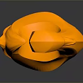 Orange Duck Sculpture With Smooth Curved Shape And Shiny Reflective Surface