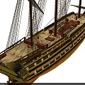 Traditional Wooden Sailing Ship With Multiple Masts And Classic Design Structure Details