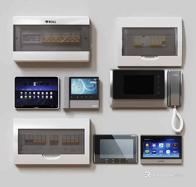 Projection Monitoring Security System With Control Panels And Display Devices 3d model 