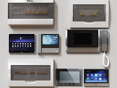 Projection Monitoring Security System With Control Panels And Display Devices 3d model
