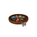 Electric Toy Goat With Colorful Painted Eggs In Wooden Plate Decoration