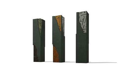 new chinese style column landscape column 3d model