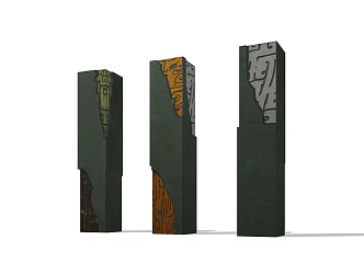 new chinese style column landscape column 3d model