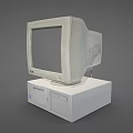 Vintage Desktop Computer With CRT Monitor And White Tower Case