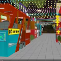 Vibrant Commercial Street With Traditional Lanterns Modern Shops And Colorful Lighting Decorations