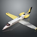 Modern White And Yellow Airplane Model With Yellow Engines And Black Tail