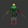 A Man In Leather Armor Wielding Dual Swords As Fantasy Warrior
