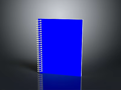 Modern Electronic Notebook With Blue Cover And Spiral Binding On Black Surface 3d model