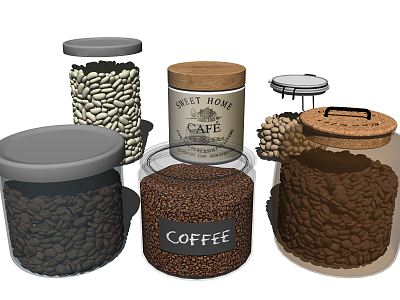 Modern glass bottle coffee beans model